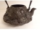 Japanese Tetsubin teapot cast iron peony chrysanthemum Japan Meiji 19th century