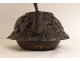 Japanese Tetsubin teapot cast iron peony chrysanthemum Japan Meiji 19th century