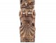 Caryatid carved wooden pilaster character mascaron shell woodwork 19th century