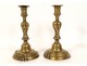 Pair of Louis XV candlesticks with coat of arms bronze torches 18th century