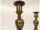 Pair of Louis XV candlesticks with coat of arms bronze torches 18th century