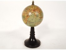 Small miniature terrestrial globe world map Geographer Forest Paris 19th century