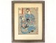 Japanese print Ukiyo-e Kuniyoshi courtesan Oiran Kamuro woman Edo 19th century