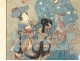 Japanese print Ukiyo-e Kuniyoshi courtesan Oiran Kamuro woman Edo 19th century