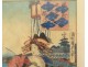 Japanese print Ukiyo-e Kuniyoshi courtesan Oiran Kamuro woman Edo 19th century