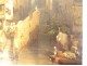 HST painting Auguste Mennessier animated city view Middle Ages North Belgium 19th