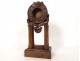 Black Forest carved wood watch holder shell bird portico clock 19th