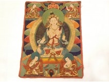 Tibetan Thangka Buddhist painting goddess White Tara Buddha Tibet 20th century