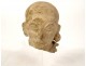 Fragment pre-Columbian sculpture man head Tumaco La Tolita terracotta