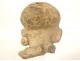 Fragment pre-Columbian sculpture man head Tumaco La Tolita terracotta