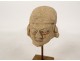 Fragment pre-Columbian sculpture man head Tumaco La Tolita terracotta