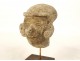 Fragment pre-Columbian sculpture man head Tumaco La Tolita terracotta