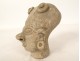 Fragment pre-Columbian sculpture man head Tumaco La Tolita terracotta