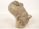 Fragment pre-Columbian sculpture man head Tumaco La Tolita terracotta