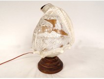 Shell night light lamp engraved in cameo woman antique flute early 20th century