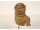 Fragment pre-Columbian sculpture man head Tumaco La Tolita terracotta