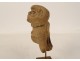 Fragment pre-Columbian sculpture man head Tumaco La Tolita terracotta