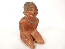 Fragment pre-Columbian sculpture man head Tumaco La Tolita terracotta