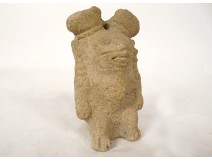 Fragment pre-Columbian sculpture man head Tumaco La Tolita terracotta