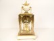 Louis XVI cage clock white marble gilded bronze Napoleon III cut 19th century