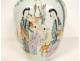 Pair of ginger pots Chinese porcelain women children landscape poem 19th