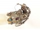 Foreign silver paper opener feline head turquoise enamels chimeras 19th century