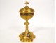 Ciborium gilded metal silver bowl lily flowers Christ cross Mercury 19th century