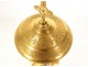 Ciborium gilded metal silver bowl lily flowers Christ cross Mercury 19th century