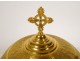 Ciborium gilded metal silver bowl lily flowers Christ cross Mercury 19th century