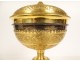 Ciborium gilded metal silver bowl lily flowers Christ cross Mercury 19th century