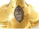 Ciborium gilded metal silver bowl lily flowers Christ cross Mercury 19th century