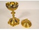 Ciborium gilded metal silver bowl lily flowers Christ cross Mercury 19th century
