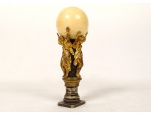 Seal stamp gilded bronze women globe Three Graces sculpture 19th century