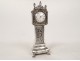 Miniature solid Dutch silver floor clock Virgo Venus 19th century