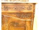 Provençal sideboard with sliding Louis XV walnut carved flowers knots 18th century