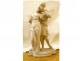 Large sculpture Georges Michel white marble couple characters flowers 19th century