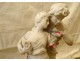 Large sculpture Georges Michel white marble couple characters flowers 19th century