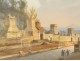 Pair of Neapolitan gouaches Forum Pompeii Via dei Sepulcri Vesuvius Italy 19th