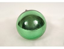 Green decorative forgiveness Christmas ball in églomisé glass late 19th century