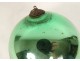 Green decorative forgiveness Christmas ball in églomisé glass late 19th century