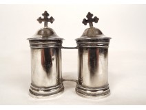 Pair of holy oil bulbs in solid silver Farmers Generals 18th century