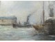 HSP marine painting boats sailboats port monogrammed landscape early 20th century