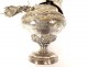 Old silver metal censer shells foliage church 19th century