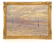 HSC marine landscape Jules Benoit-Levy boats Holland sunset 19th century