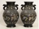 Pair of cloisonne vases with decoration of birds and flowers, Japan or China, nineteenth