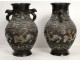 Pair of cloisonne vases with decoration of birds and flowers, Japan or China, nineteenth