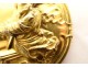 Brass medallion plaque Saint Catherine Alexandria crown scepter 17th century