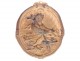 Brass medallion plaque Saint Catherine Alexandria crown scepter 17th century