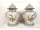 Paire pots gingembre potiches porcelaine chinoise vases fleurs Chine XIXème