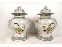Pair ginger pots Chinese porcelain flower vases China 19th century